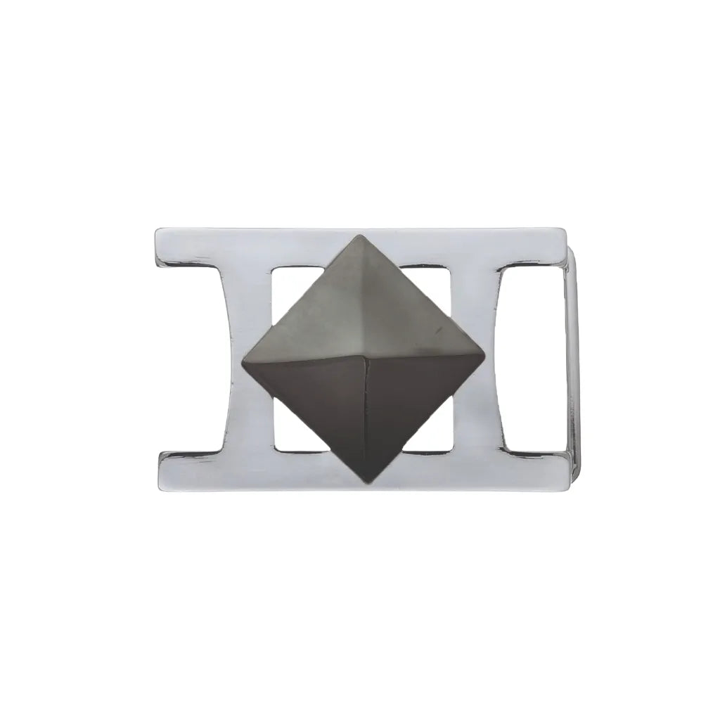 Pyramid-Stud Belt Buckle 35mm in Palladium Nickelfree HQ + Shiny Gun Metal.