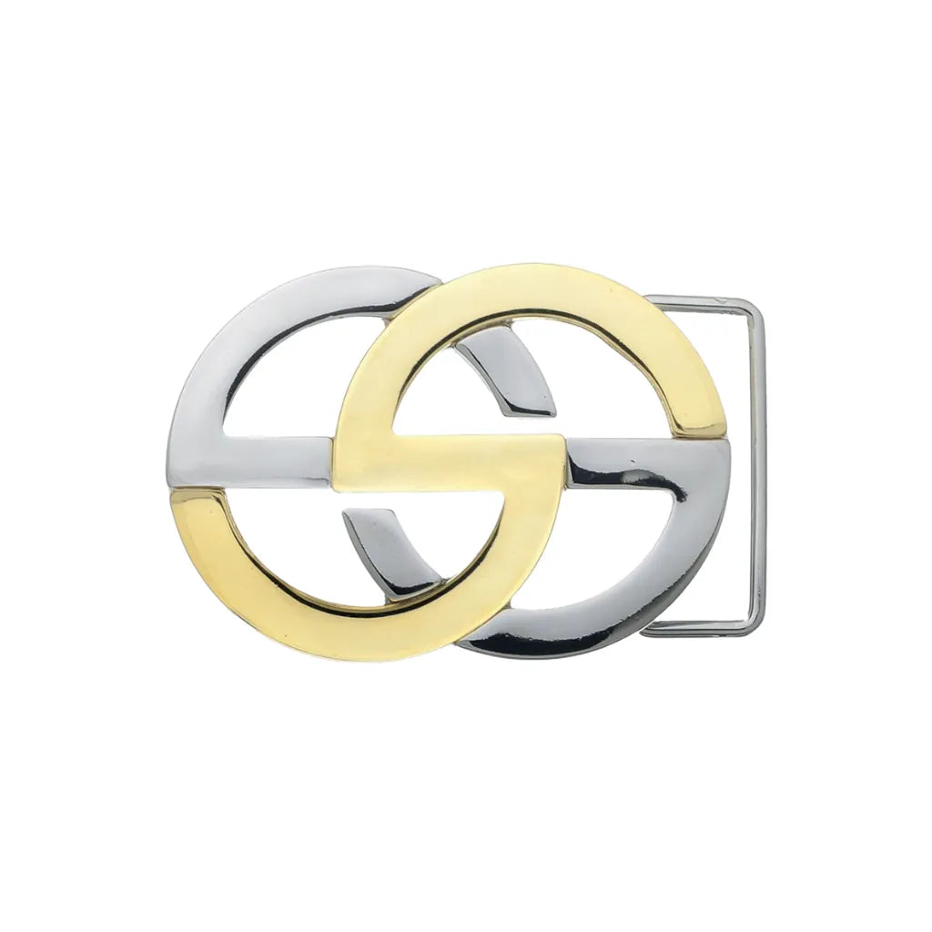 Double-O Link Belt Buckle 40mm - Palladium Nickelfree HQ + Light Gold, Zamak