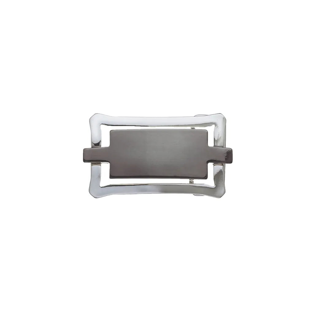 Curved-Frame Bar Belt Buckle 25mm - Palladium Nickelfree HQ + Shiny Gun Metal, Zamak