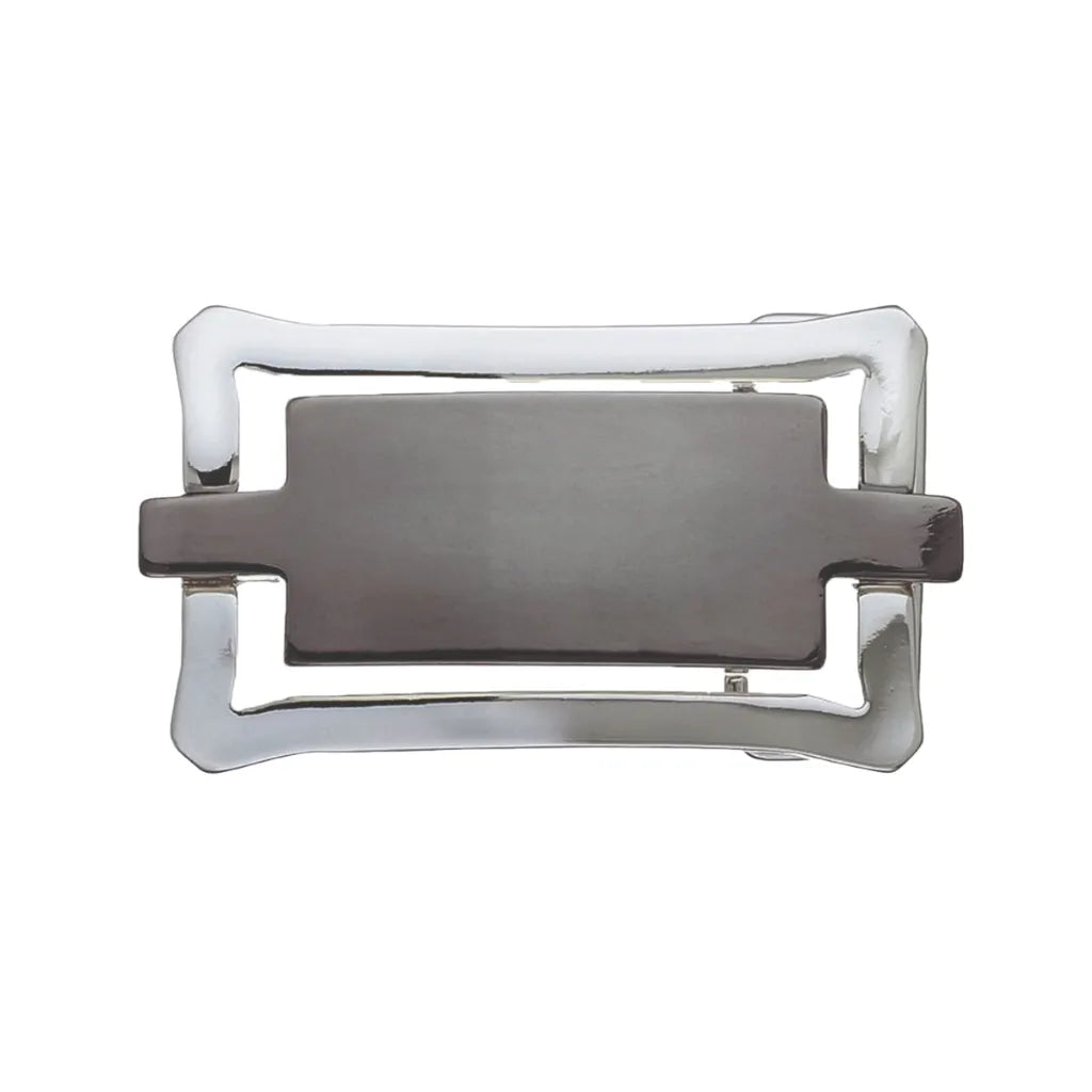 Curved-Frame Bar Belt Buckle 40mm - Palladium Nickelfree HQ + Shiny Gun Metal, Zamak