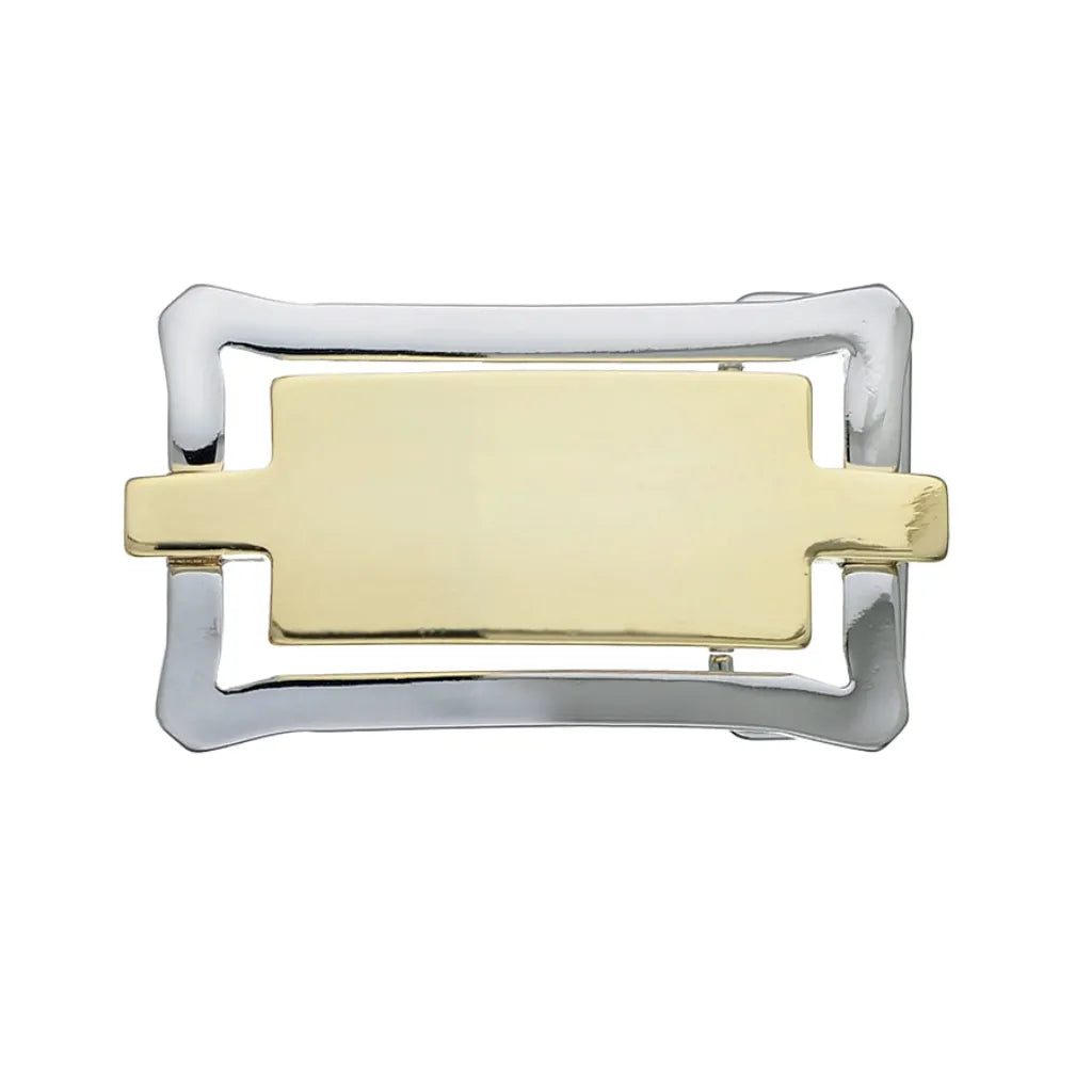 Curved-Frame Bar Belt Buckle 40mm - Palladium Nickelfree HQ + Light Gold, Zamak