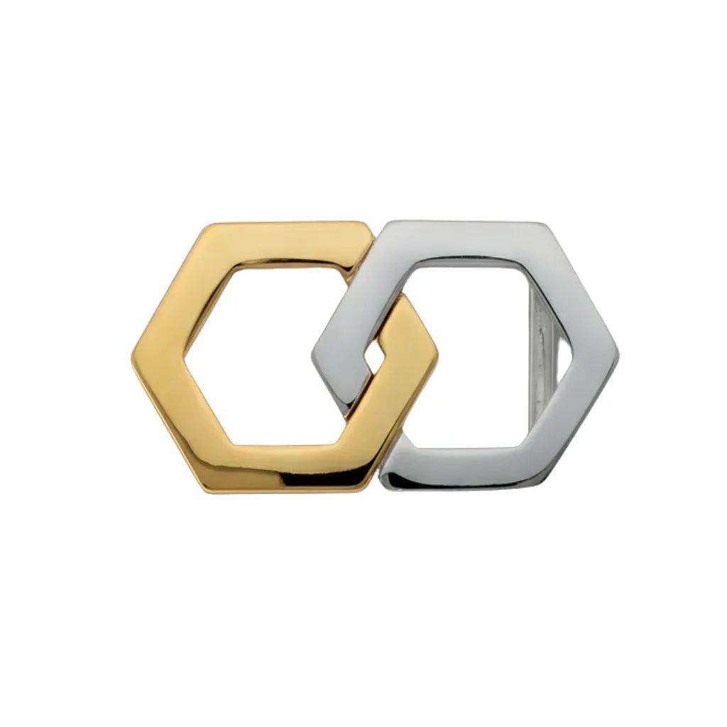 Interlocking Hexagon 35mm Belt Buckle - Palladium Nickelfree HQ + Light Gold, Zamak