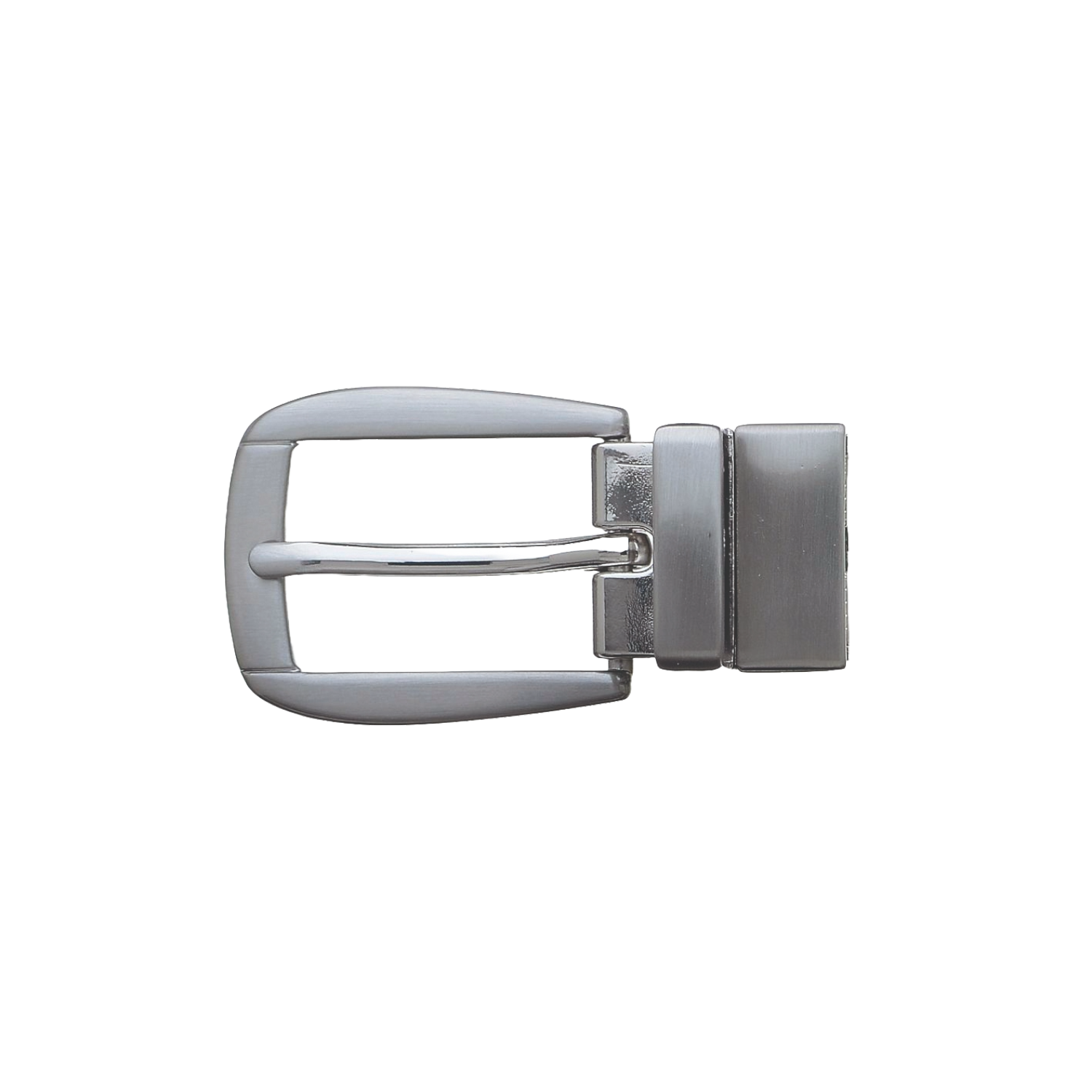Brushed nickel-free oval frame belt buckle with pin and clamp closure, fits 25mm belt strap
