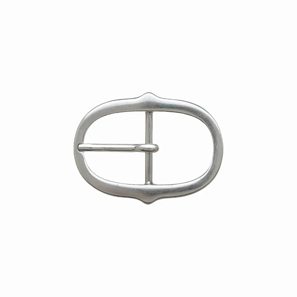 Crested Oval Prong 35mm Belt Buckle – English Silver Finish,