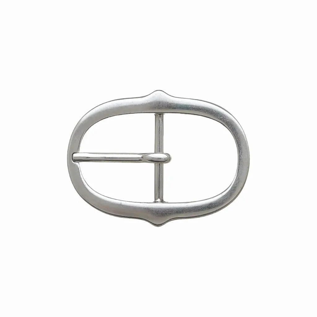 Crested Oval Prong 40mm Belt Buckle – English Silver Finish,