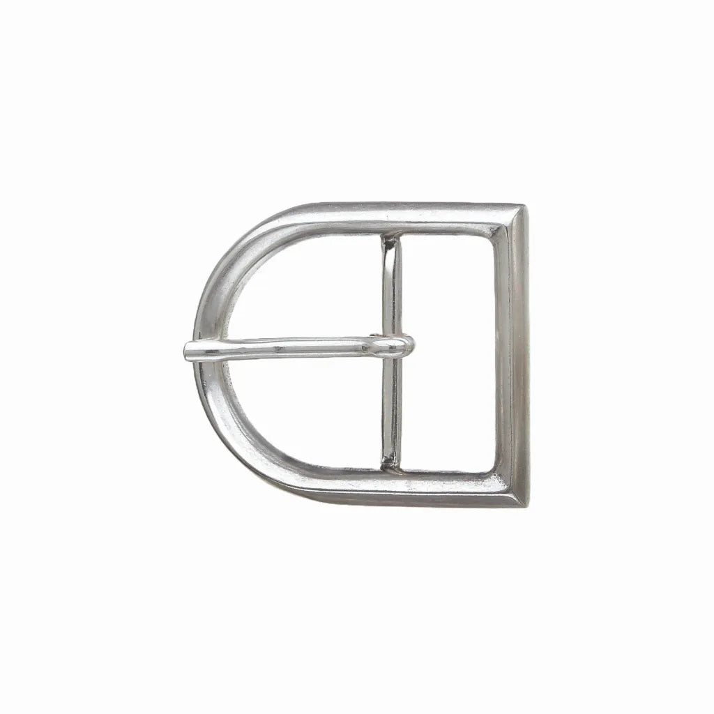 Squared D-Frame 40mm Belt Buckle – English Silver Finish, Zamak