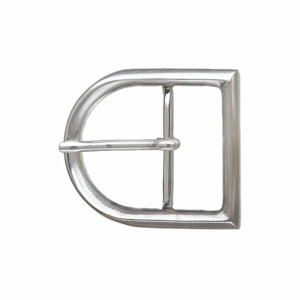Squared D-Frame 50mm Belt Buckle – English Silver Finish, Zamak