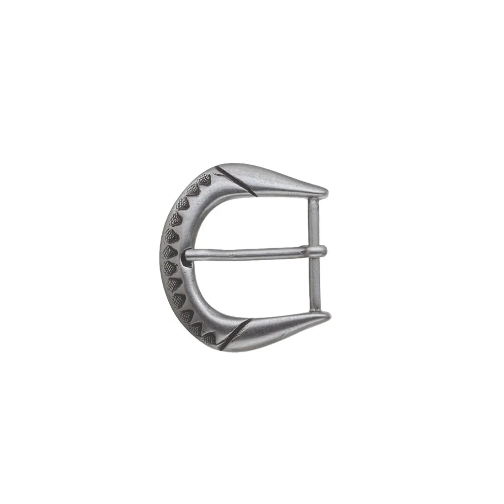 Decorative 35mm belt buckle in English Silver.