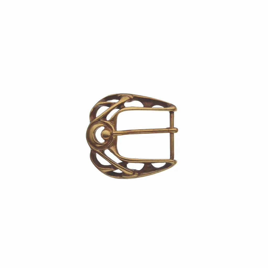 Ornate Openwork D-Frame 30mm Belt Buckle – Shiny Old Gold Finish, Zamak
