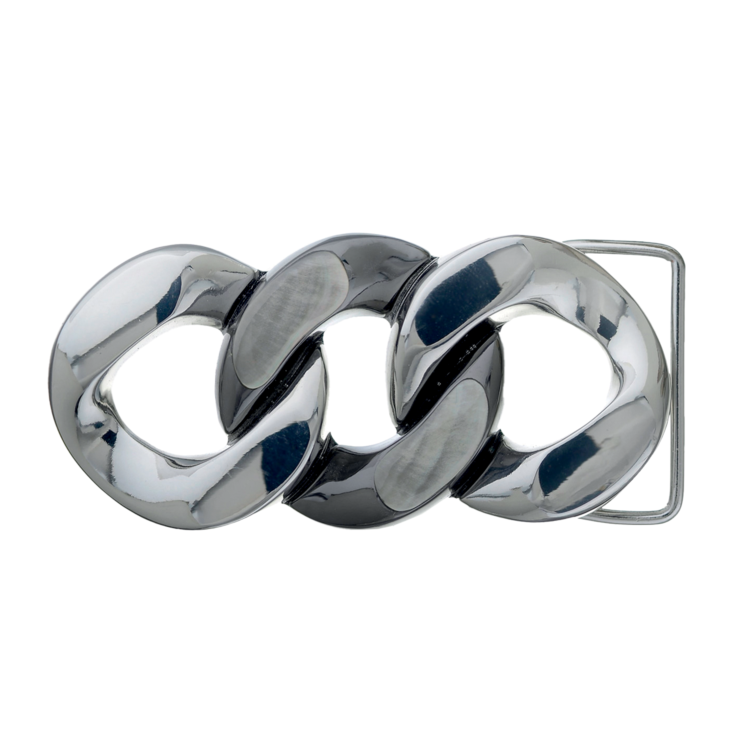 Chain Link 40mm belt buckle in Palladium Nickelfree HQ + Shiny Gun Metal. 