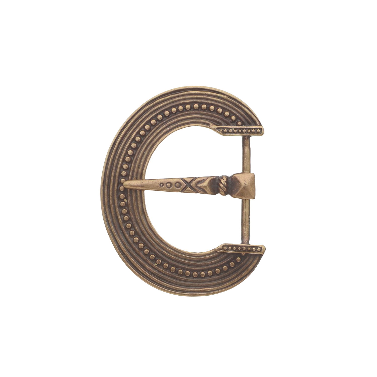 Beaded Crescent 45mm belt buckle in Old Gold. 