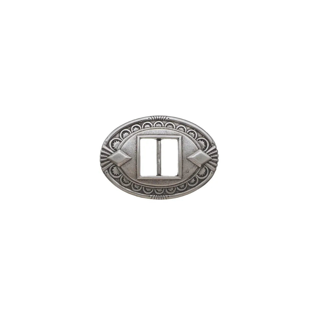 Decorative 25mm belt buckle in English Silver.