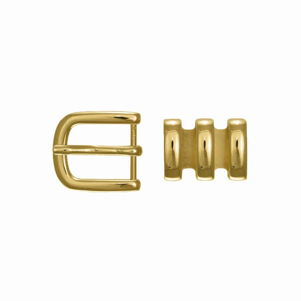 Rounded D-Frame + Triple Loop 25mm Belt Buckle – Gold Palladium Nickelfree HQ,