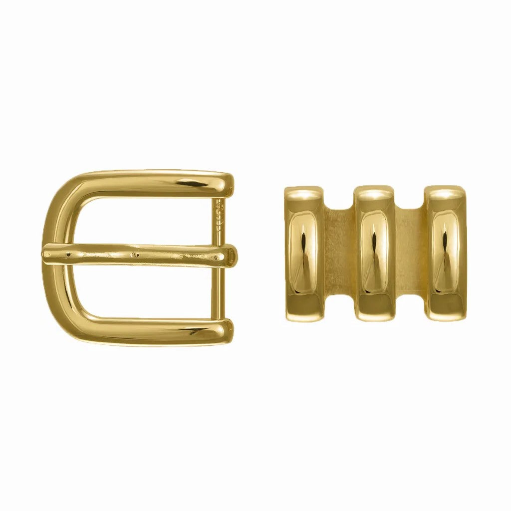 Rounded D-Frame + Triple Loop 40mm Belt Buckle – Gold Palladium Nickelfree HQ,