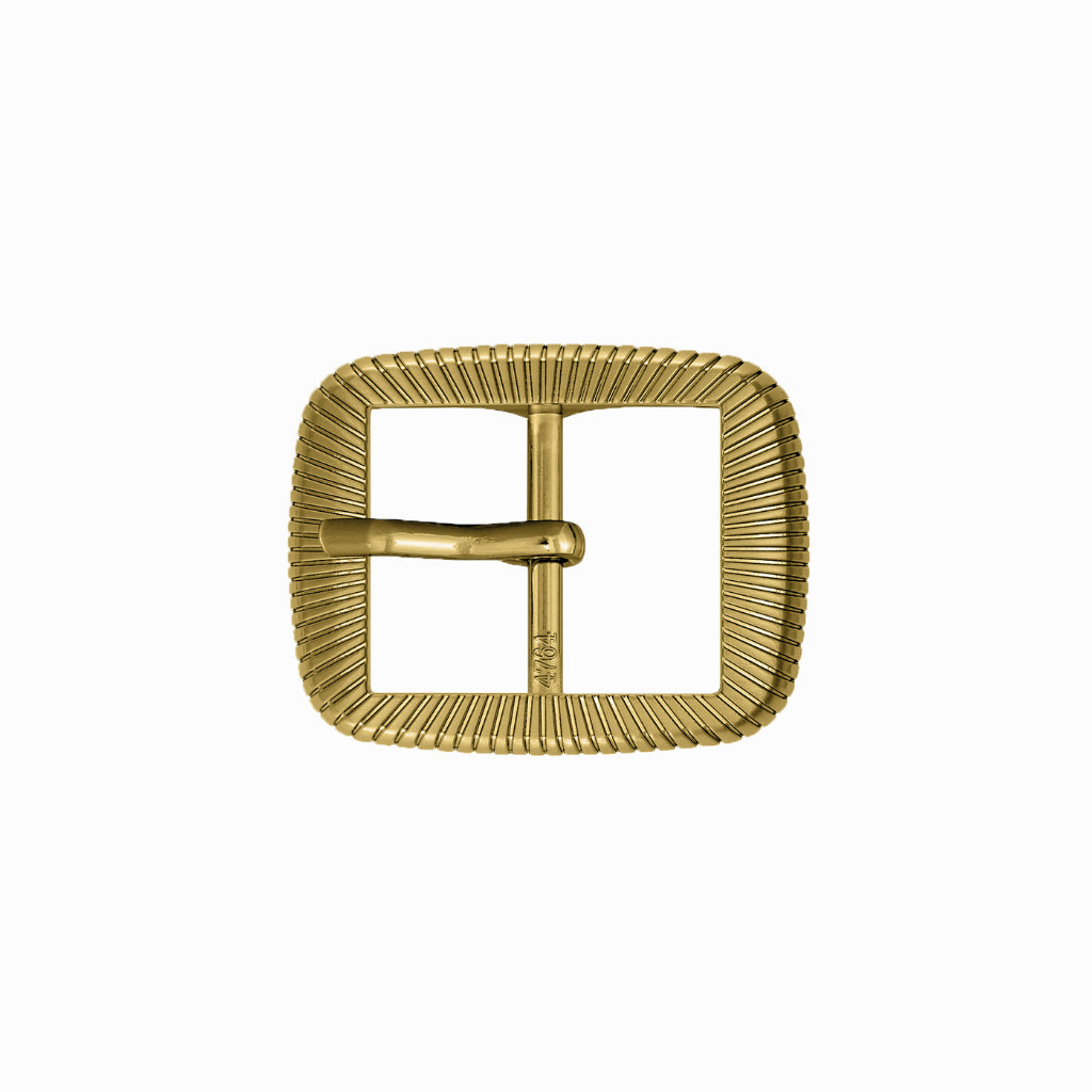 Ribbed Rectangle 35mm Belt Buckle – Brushed Light Gold Finish,