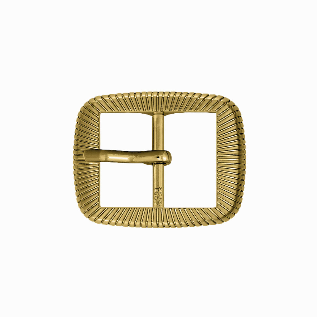 Ribbed Rectangle 40mm Belt Buckle – Brushed Light Gold Finish,
