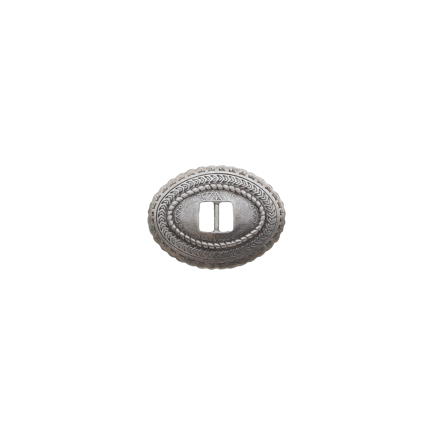 Oval Engraved Belt Buckle – English Silver Finish, Zamak