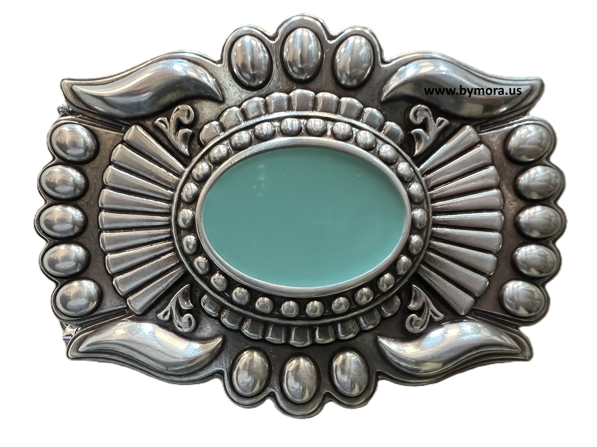 Western Style Oval  1.5 inch (40mm) Belt Buckle – English Silver Finish