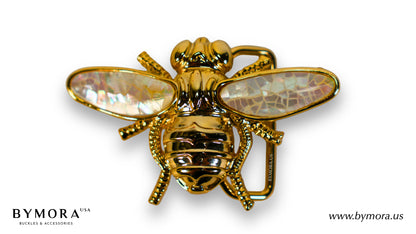 Luxury belt buckle bee with mother of pearl Italian design