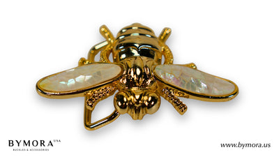Luxury belt buckle bee with mother of pearl Italian design