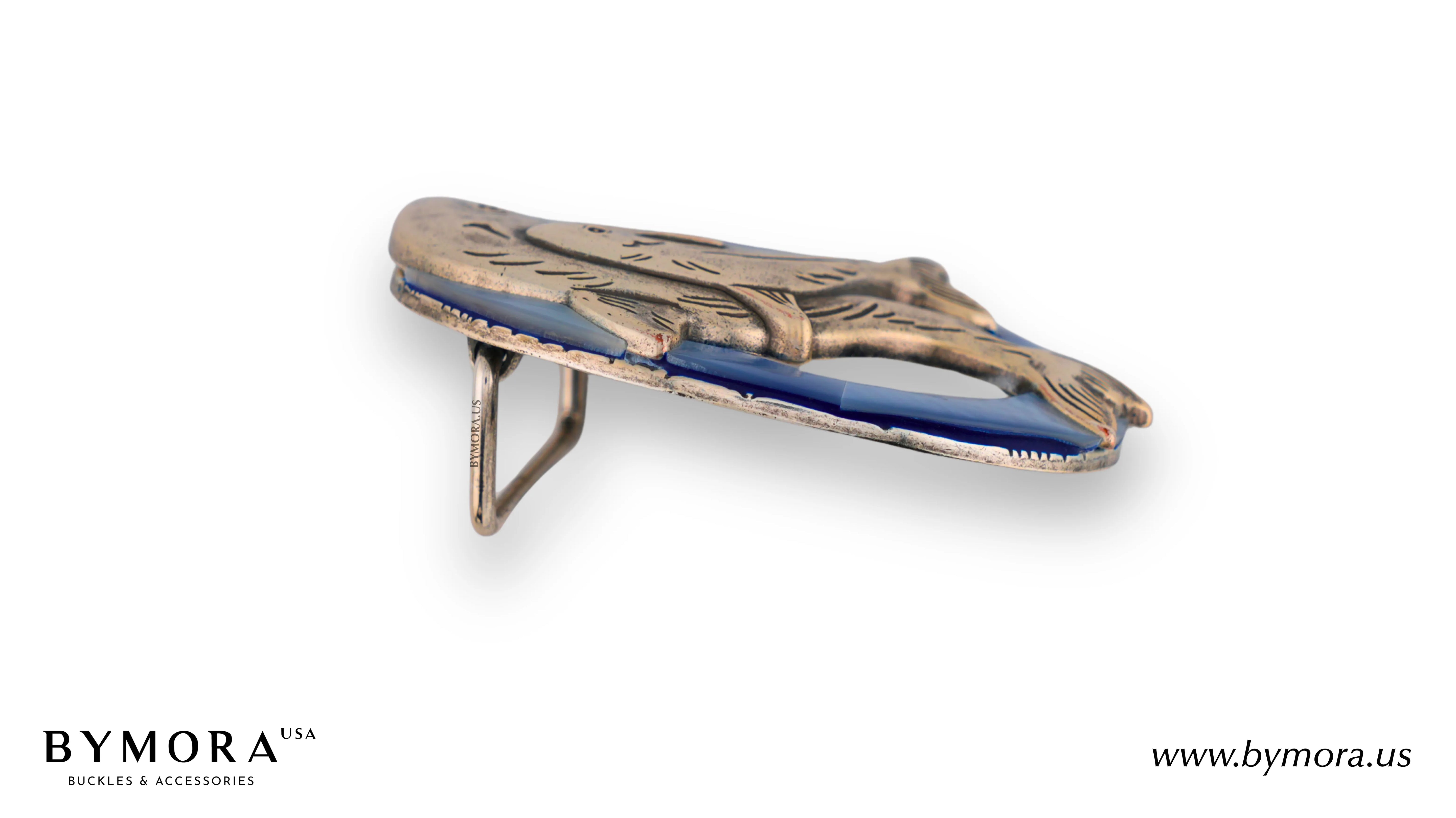 Luxury belt buckle dolphins with blue mother of pearl Italian design