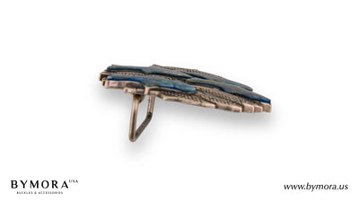 Luxury belt buckle fish with blue purple mother of pearl Italian design 