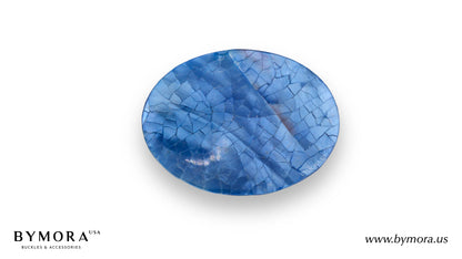 Luxury belt buckle oval with blue mother of pearl Italian design