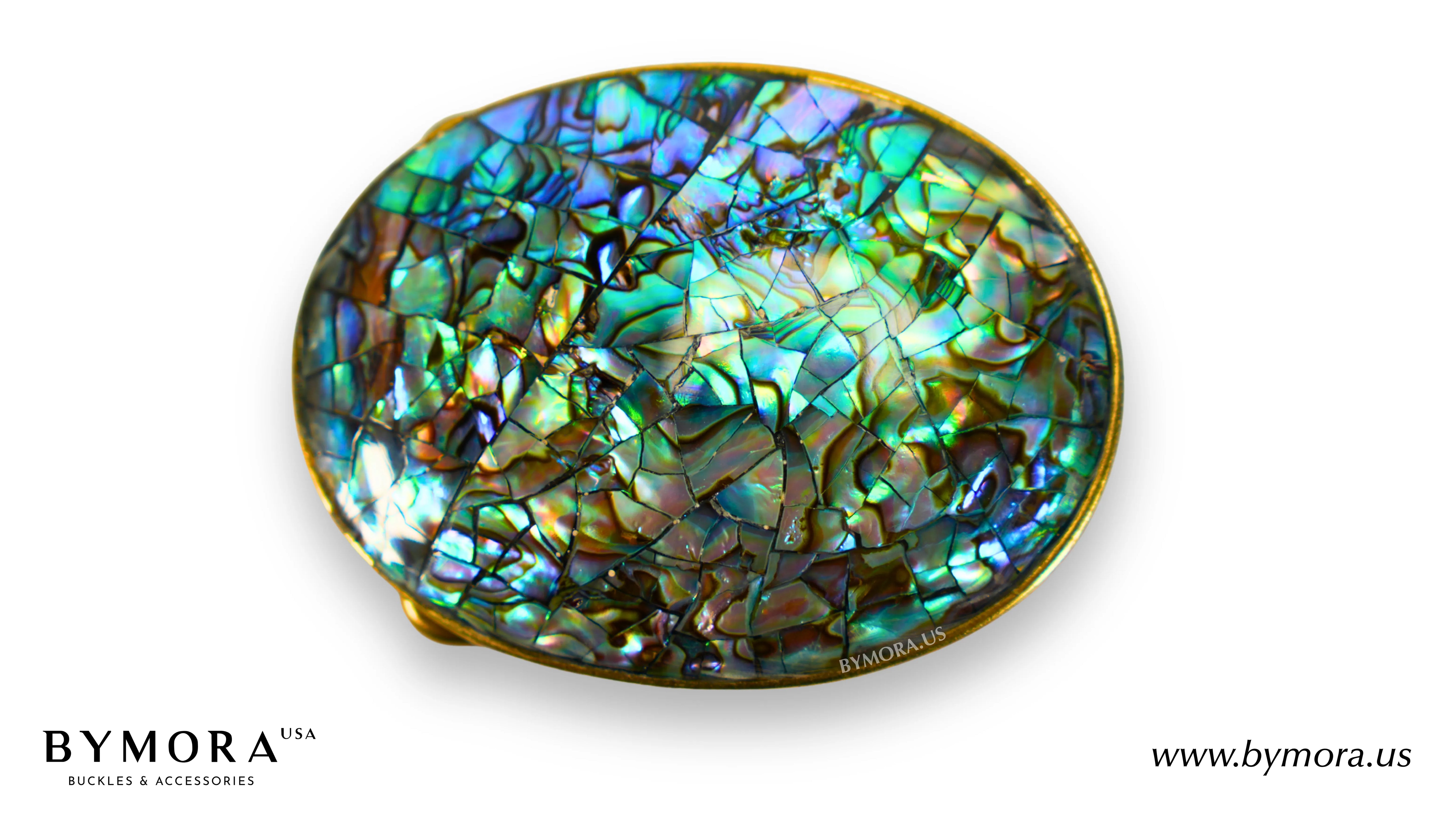 Luxury belt buckle oval with mother of pearl Italian design