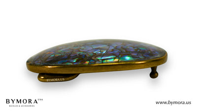 Luxury belt buckle oval with mother of pearl Italian design