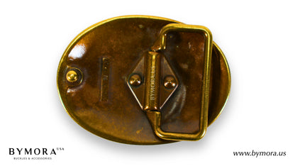 Luxury belt buckle oval with mother of pearl Italian design