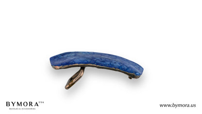 Luxury belt buckle rectangle with blue mother of pearl Italian design