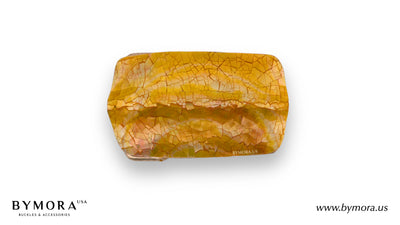 Luxury belt buckle rectangle with yellow mother of pearl Italian design