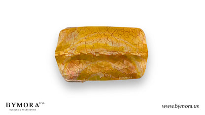 Luxury belt buckle rectangle with yellow mother of pearl Italian design