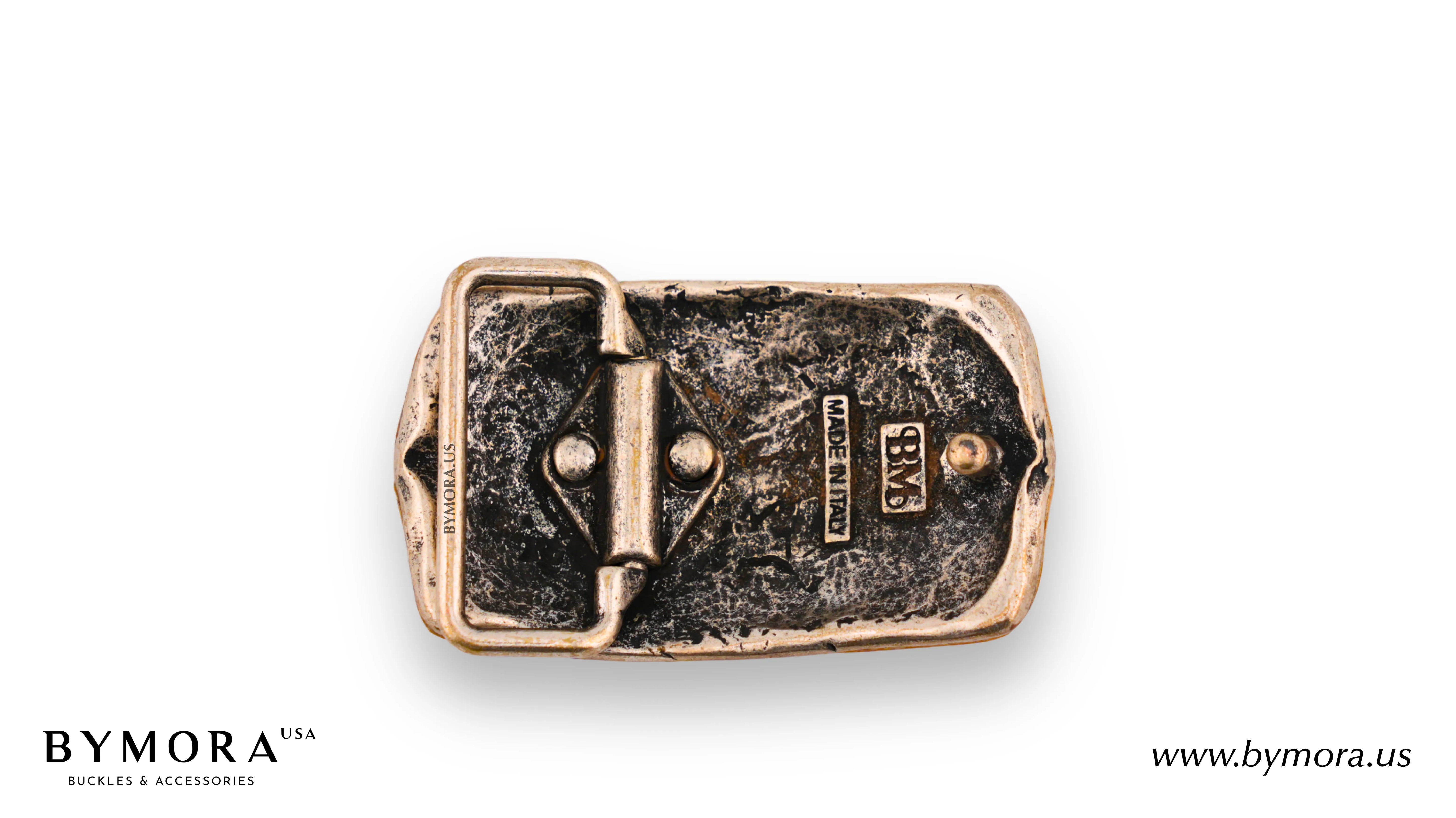 Luxury belt buckle rectangle with yellow mother of pearl Italian design