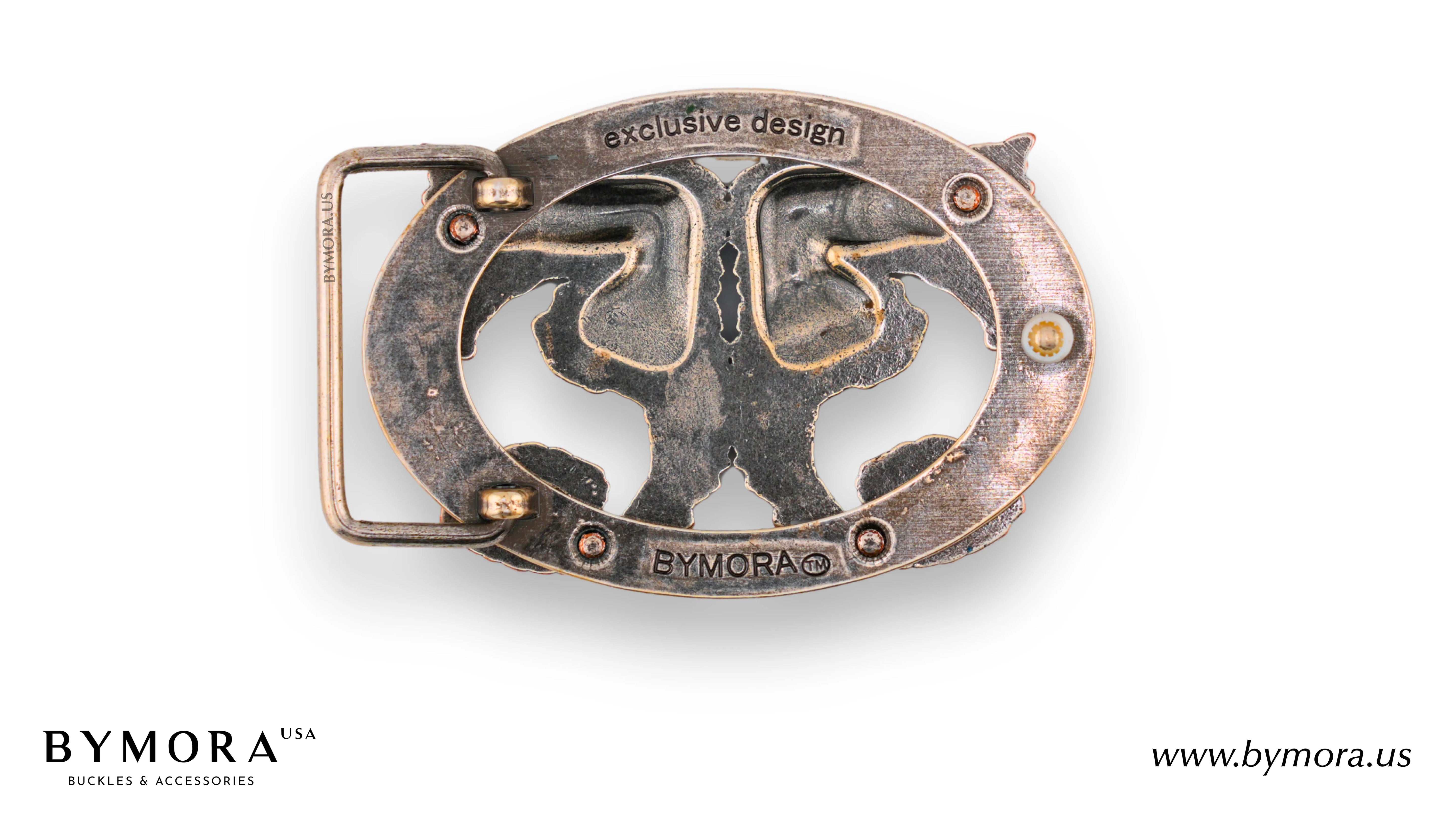 Luxury belt buckle sea horse with white mother of pearl Italian design