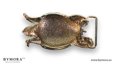 Luxury belt buckle turtle with green-blue mother of pearl Italian design