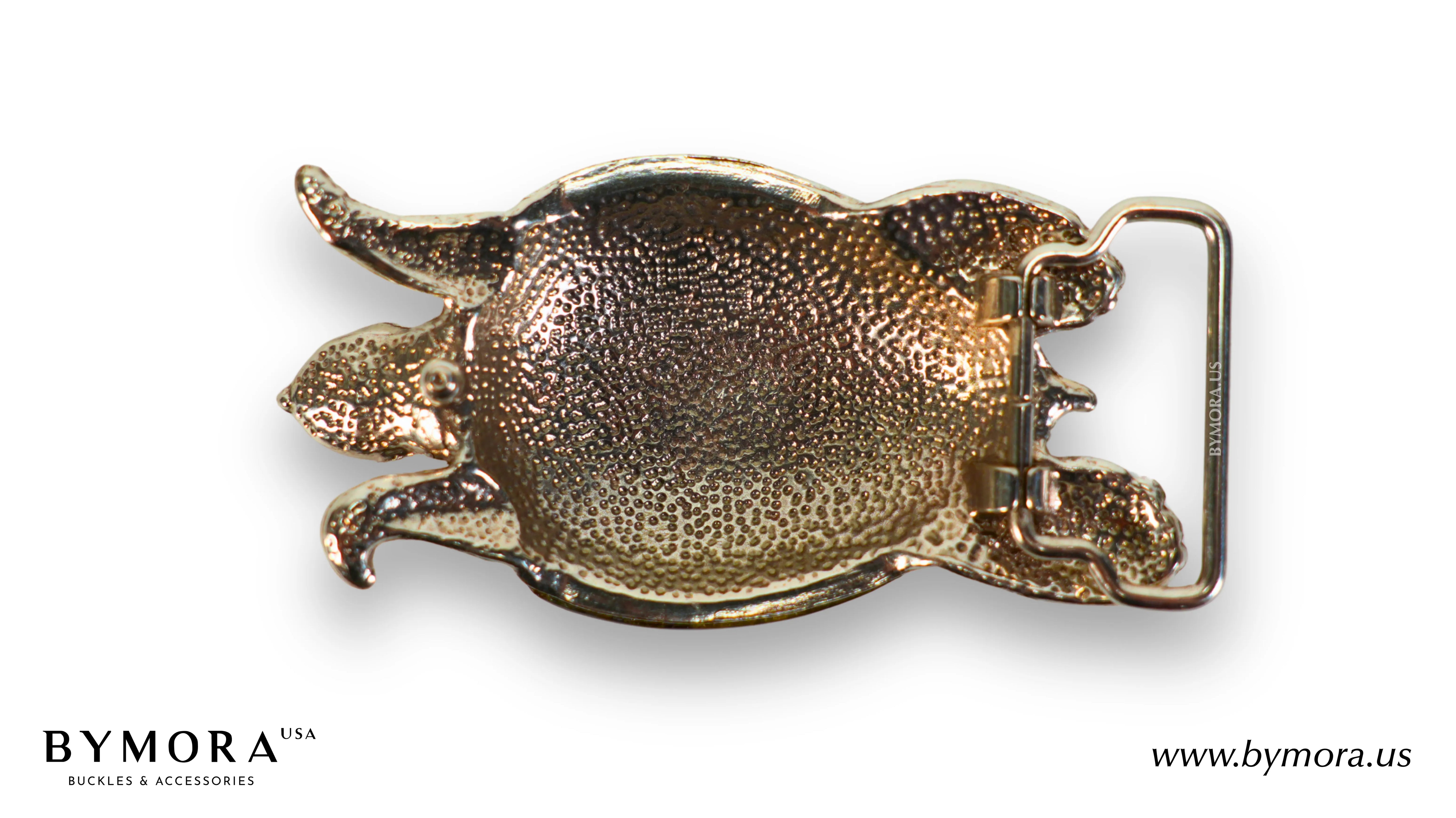 Luxury belt buckle turtle with green-blue mother of pearl Italian design