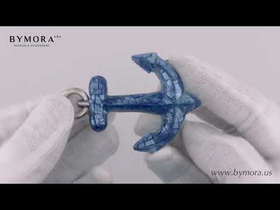 Anchor 40mm Belt Buckle – English Silver Finish + Cracked Blue Hammer Shell Mother of Pearl