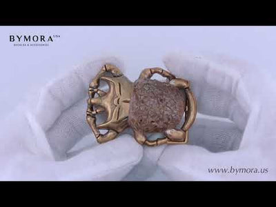 Scarab 40mm Belt Buckle – Old Gold Finish + Cracked Raw Tagnipis Mother of Pearl