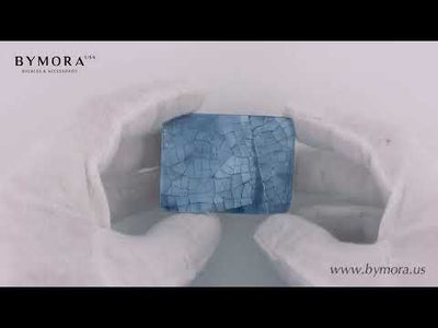 Rectangular 35mm Belt Buckle – English Silver Finish + Cracked Blue Hammer Shell Mother of Pearl