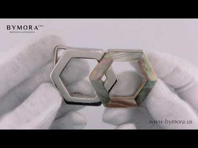 Interlocking Hexagon 35mm Belt Buckle – Nickelfree Finish + Solid Black Lip & Brown Lip Mother of Pearl